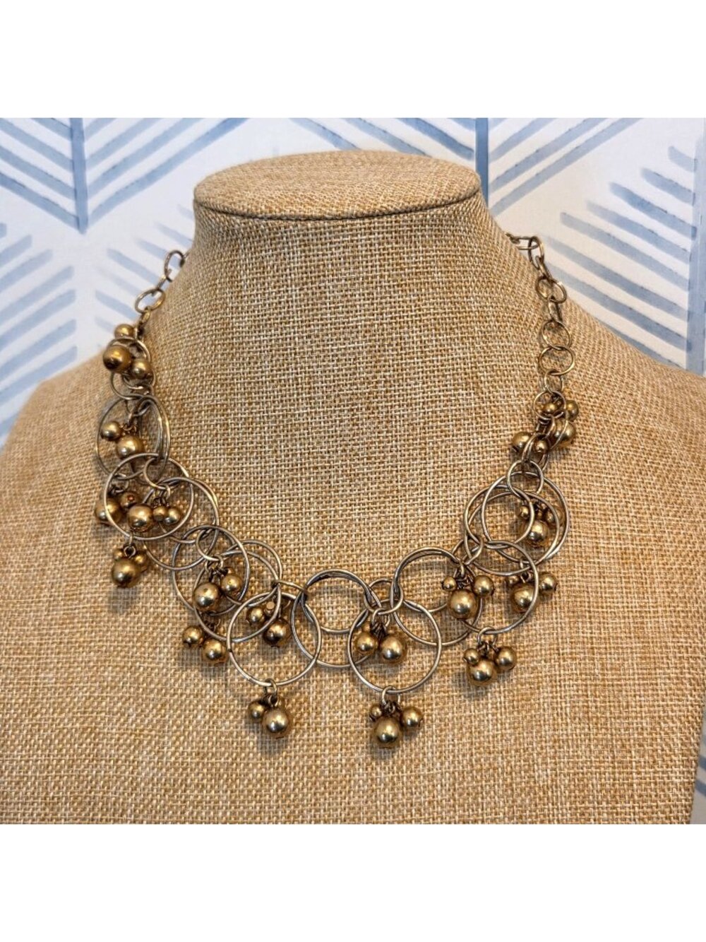 Talbots Gold Tone Cha-cha Dangle Beaded 17" Necklace